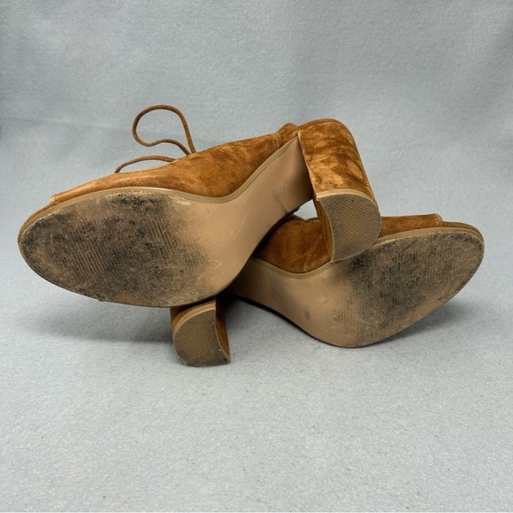 Steve Madden Aryah Brown Suede Lace Up Open Toe Heels Women’s Size 9M - Picture 12 of 12